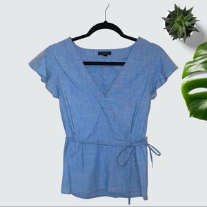 J. Crew Chambray Short Sleeve Blouse